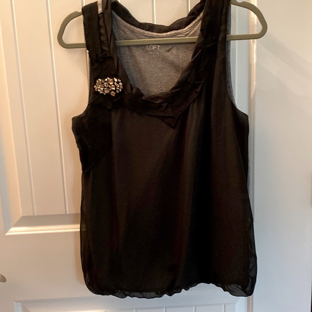 Loft - Sz Medium - Black Sleeveless Blouse with Rhinestones